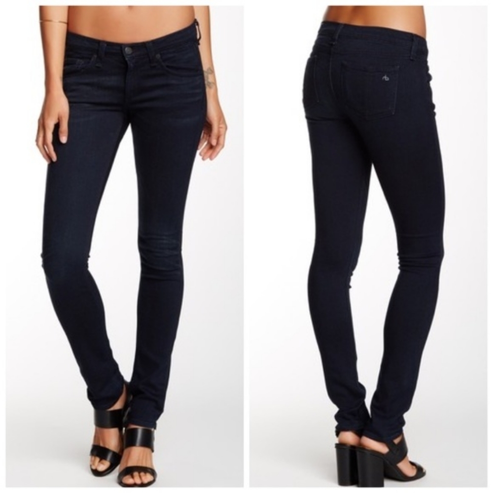 Rag & Bone Skinny Jeans Classic Indigo Dark Wash Designer Denim Boho Edgy
